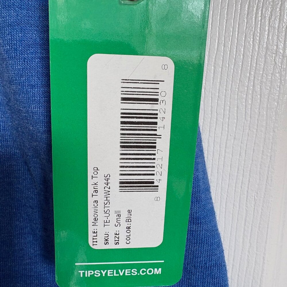 NWT Women's Tipsy Elves Meowica Blue Racer Back Tank Top - Picture 3 of 5